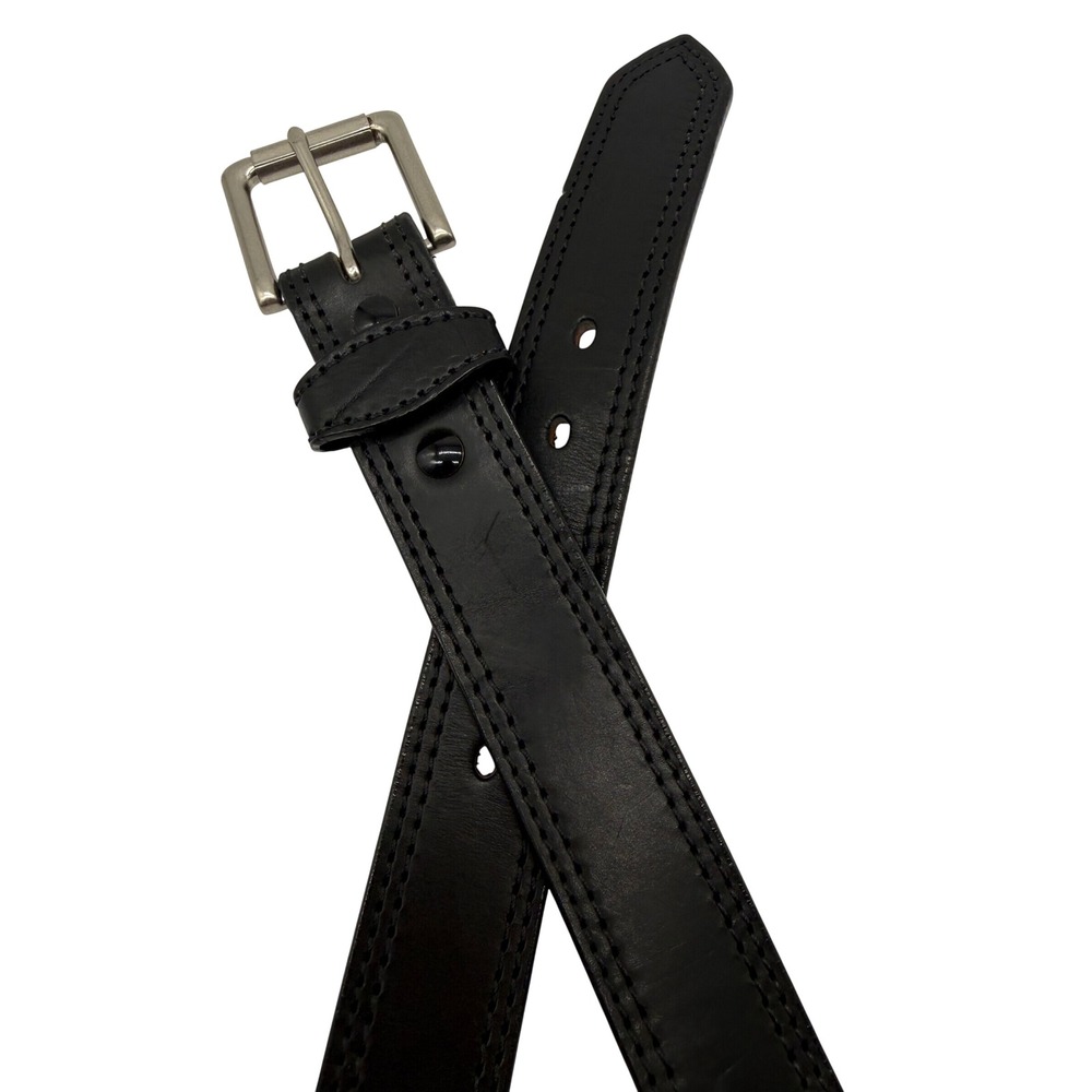 Bullhide Belts Leather Belt Mens 46 Black Excellent Double Stitched USA Made